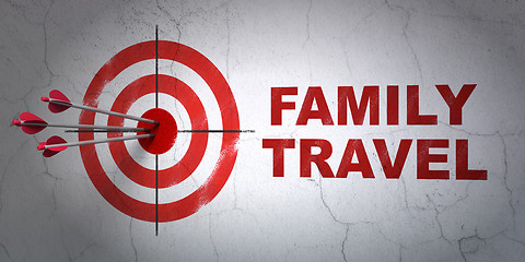 Image showing Vacation concept: target and Family Travel on wall background