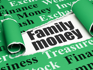 Image showing Money concept: black text Family Money under the piece of  torn paper