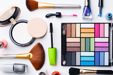 Image showing Cosmetics set on white background