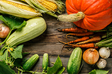 Image showing Vegetables on rustic wood background