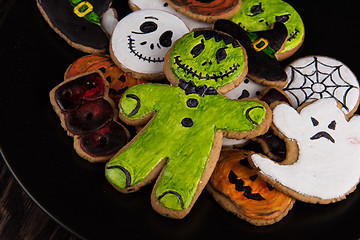 Image showing Homemade delicious ginger biscuits for Halloween