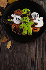 Image showing Homemade delicious ginger biscuits for Halloween