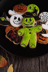 Image showing Homemade delicious ginger biscuits for Halloween