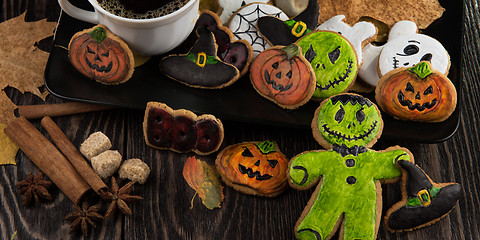 Image showing Homemade delicious ginger biscuits for Halloween