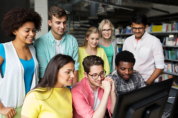 Image showing international students with computers at library