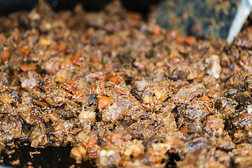 Image showing close up of meat wok dish at street market