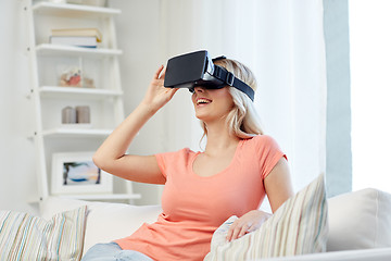 Image showing woman in virtual reality headset or 3d glasses