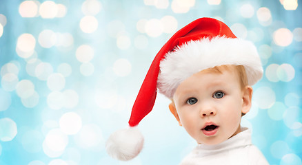 Image showing beautiful little baby boy in christmas santa hat