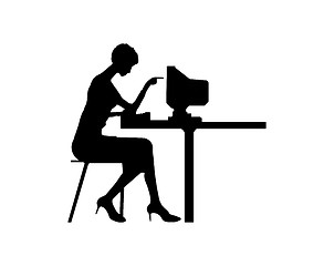 Image showing Women typing at a computer