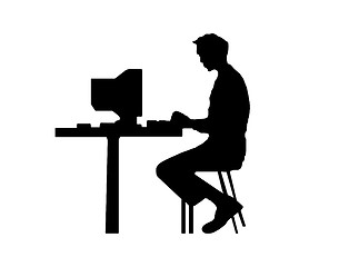 Image showing Màn typing at a computer