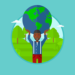 Image showing Businessman holding globe vector illustration.