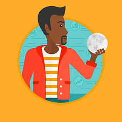 Image showing Businessman holding globe vector illustration.