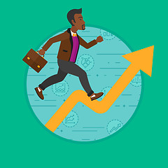 Image showing Man running on growth graph vector illustration.