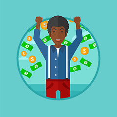 Image showing Happy man with flying money vector illustration.