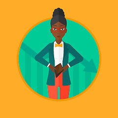 Image showing Bancrupt business woman vector illustration.