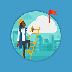 Image showing Business woman climbing the ladder.