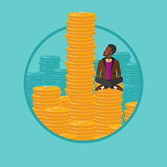 Image showing Businessman sitting on gold vector illustration.