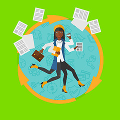 Image showing Woman coping with multitasking vector illustration
