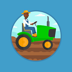 Image showing Farmer driving tractor vector illustration.