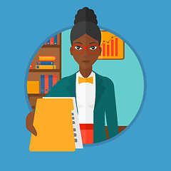 Image showing Woman giving resume vector illustration.