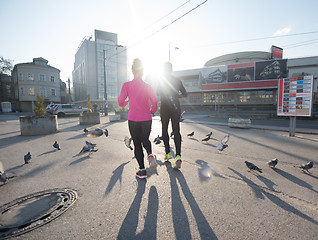 Image showing young  couple jogging