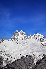 Image showing Mount Ushba in winter at sun day