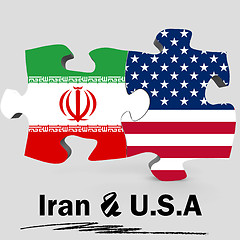 Image showing USA and Iran flags in puzzle 