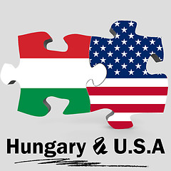 Image showing USA and Hungary flags in puzzle 