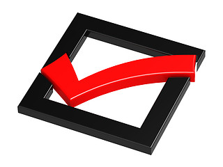 Image showing Red checkmark with black square