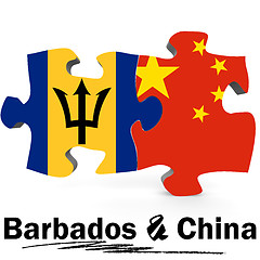 Image showing China and Barbados flags in puzzle 