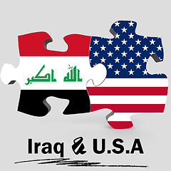 Image showing USA and Iraq flags in puzzle 