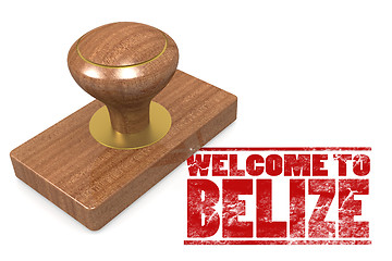 Image showing Red rubber stamp with welcome to Belize