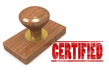 Image showing Red certified wooded seal stamp