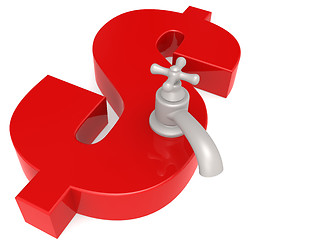 Image showing Dollar sign with water faucet