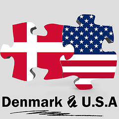 Image showing USA and Denmark flags in puzzle 