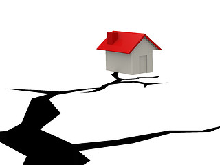 Image showing House and a crack hole on white