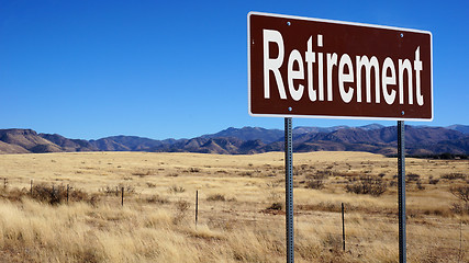 Image showing Retirement brown road sign