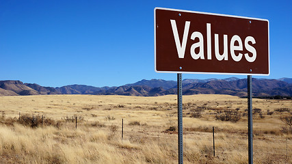 Image showing Values brown road sign