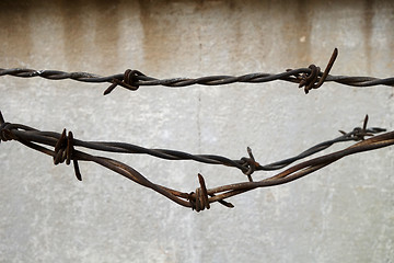 Image showing Rusted spiked fence