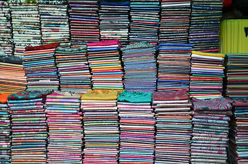 Image showing Khmer cloths for sale at a market
