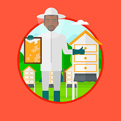 Image showing Bee-keeper at apiary vector illustration.