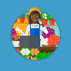 Image showing Florist at flower shop vector illustration.