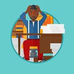 Image showing Despair man sitting in office vector illustration.