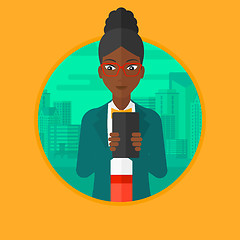 Image showing Woman using smartphone vector illustration.