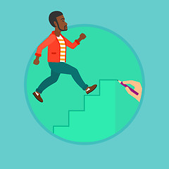 Image showing Businessman running upstairs vector illustration.