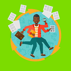 Image showing Man coping with multitasking vector illustration.