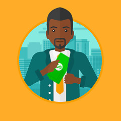 Image showing Man putting money in pocket vector illustration.