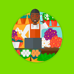 Image showing Florist at flower shop vector illustration.