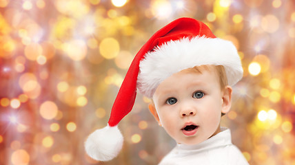 Image showing beautiful little baby boy in christmas santa hat