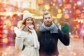 Image showing happy couple walking in old town